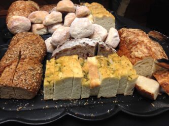 bread and dessert tray